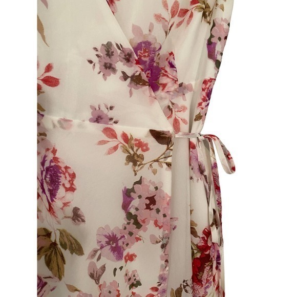 Wink Gal White Pink‎ Floral Wrap Dress Romantic Wedding Summer Small - Picture 8 of 12